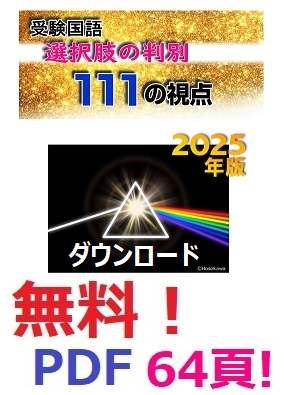 無料提供!,PDF,『受験国語 選択肢の判別 111の視点』,国語,現代文,選択問題 ,選び方,コツ,作り方,中学,高校,大学,受験