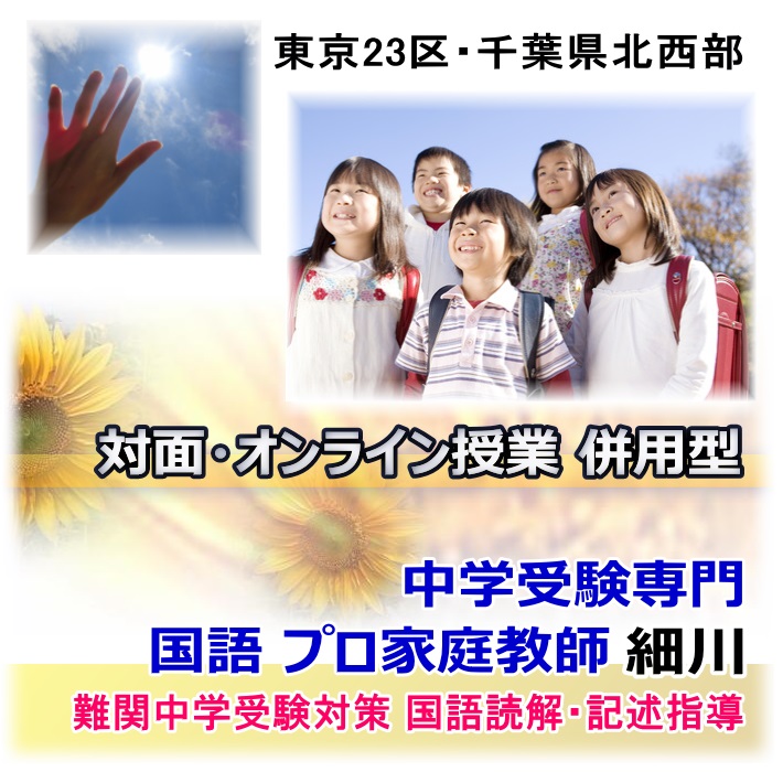 中学受験専門,国語,プロ,家庭教師, 細川,難関中学,受験,読解・記述対策, オンライン授業,東京・千葉北西部,タイトル画像